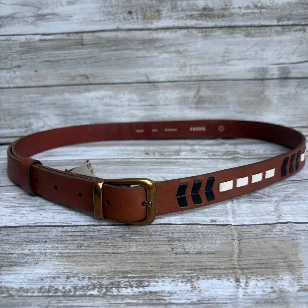 Fossil Leather Belt Size L 36.5